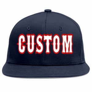 Casquette de baseball sport décontractée personnalisée bleu marine blanc-rouge