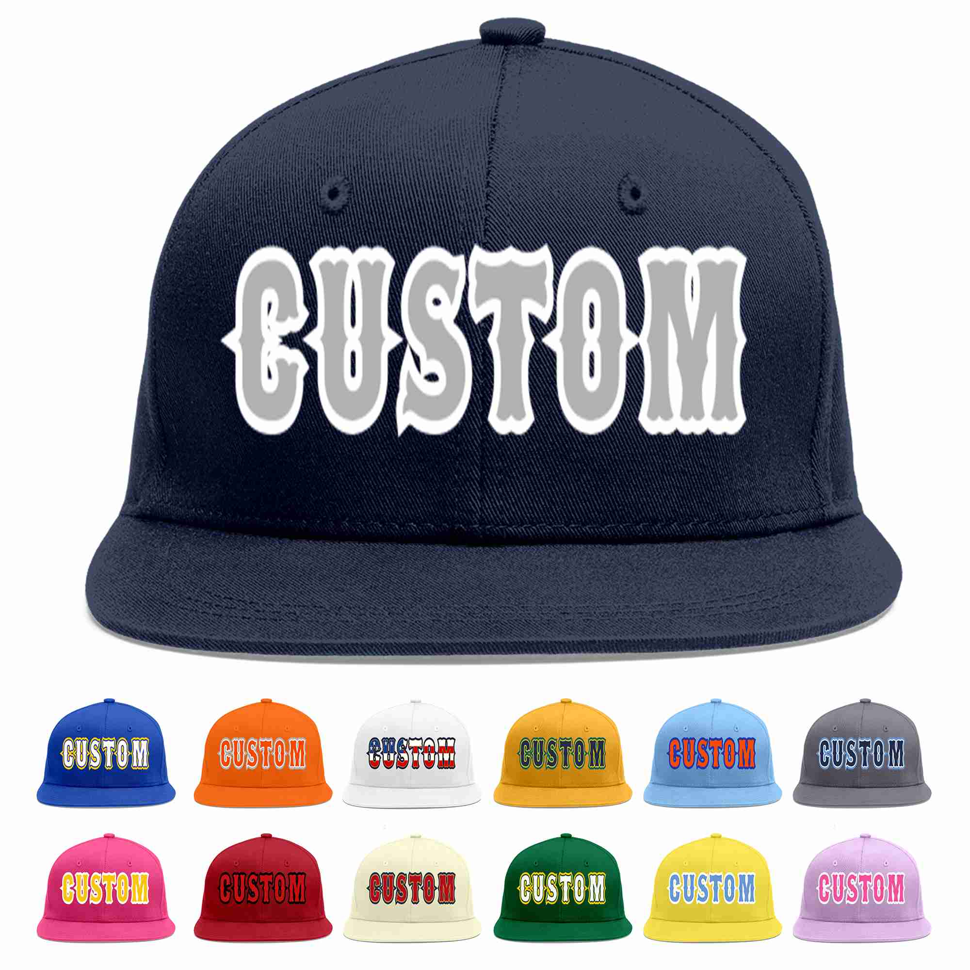 Custom Navy Gray-White Casual Sport Baseball Cap