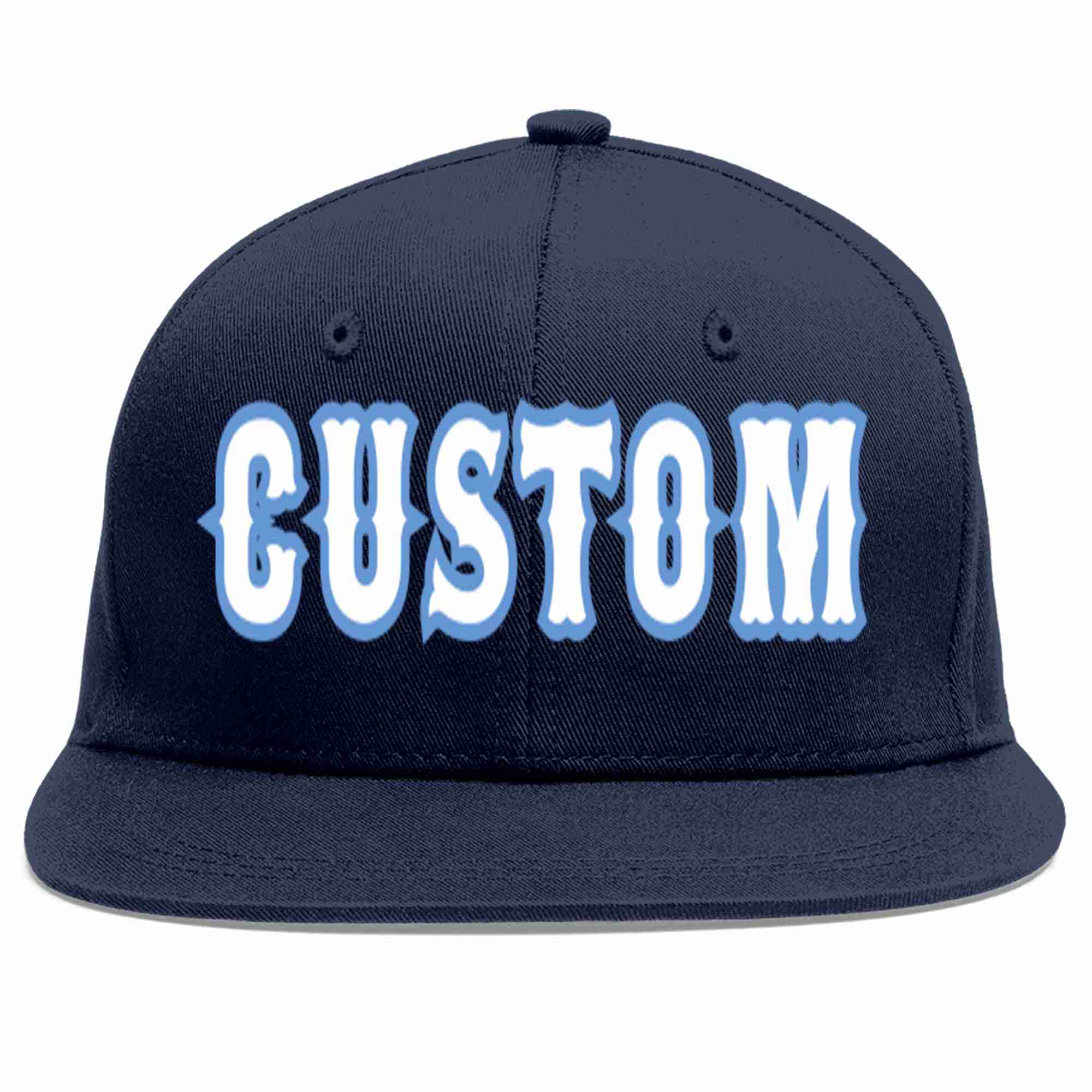 Custom Navy White-Light Blue Casual Sport Baseball Cap