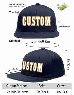 Custom Navy White-Old Gold Casual Sport Baseball Cap