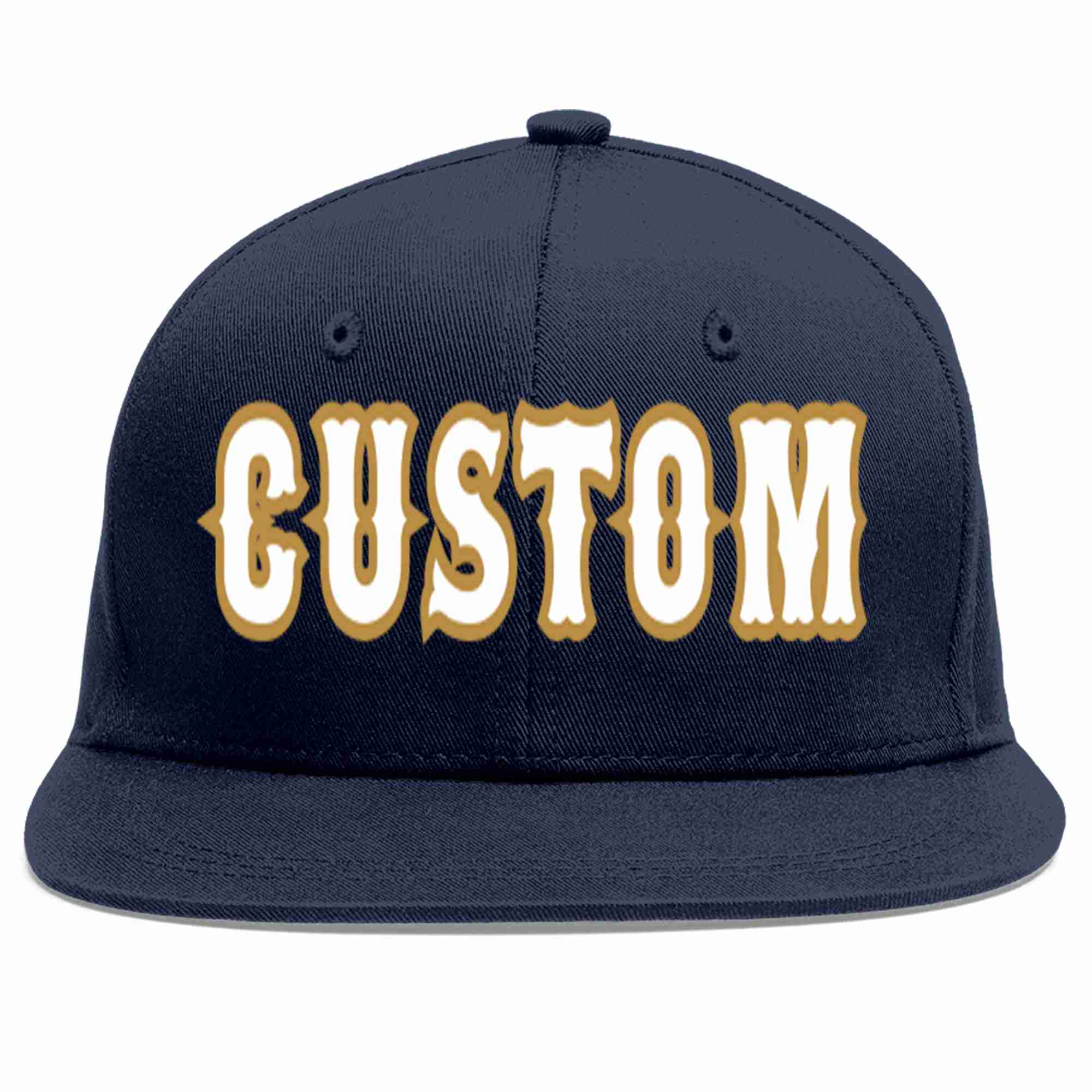 Custom Navy White-Old Gold Casual Sport Baseball Cap