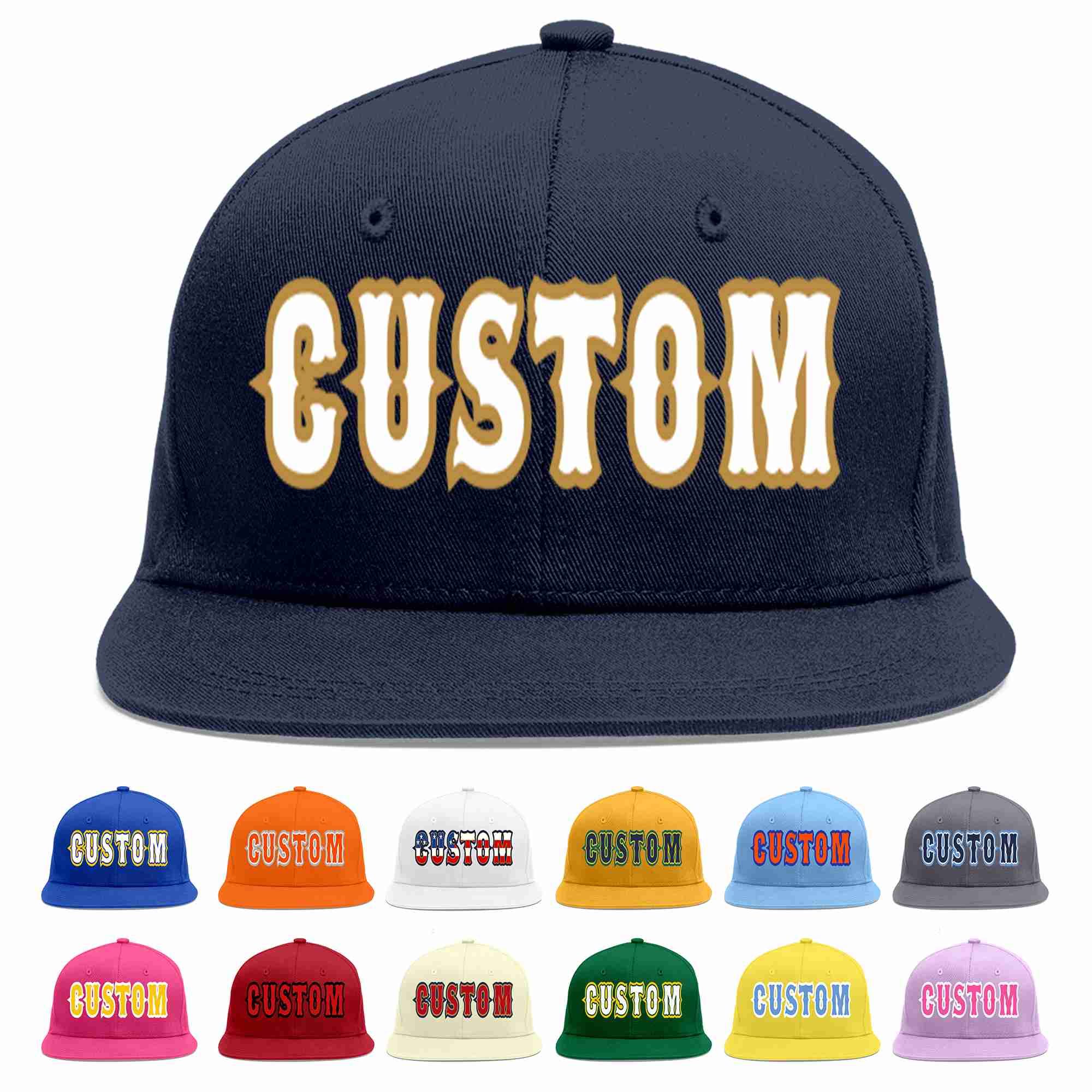 Custom Navy White-Old Gold Casual Sport Baseball Cap