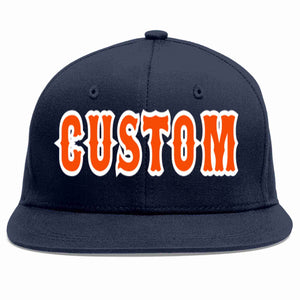 Custom Navy Orange-White Casual Sport Baseball Cap