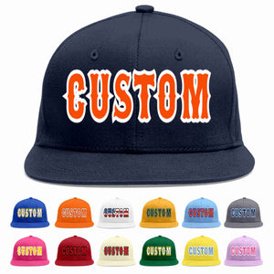 Custom Navy Orange-White Casual Sport Baseball Cap