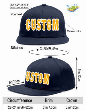 Custom Navy Yellow-White Casual Sport Baseball Cap