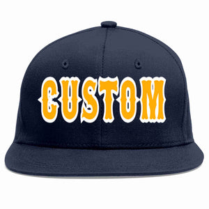 Custom Navy Yellow-White Casual Sport Baseball Cap