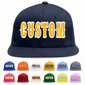 Custom Navy Yellow-White Casual Sport Baseball Cap