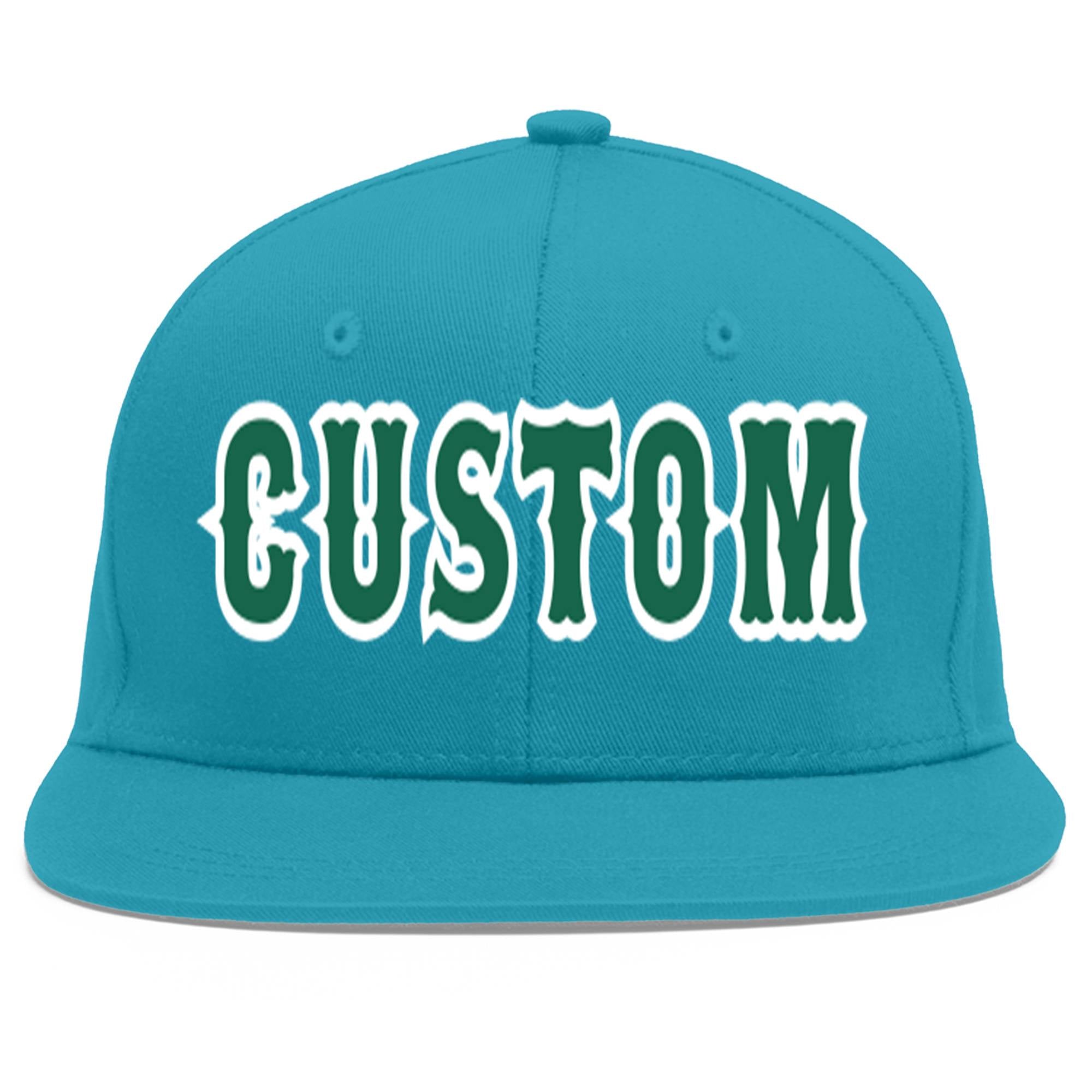 Casquette de baseball personnalisée Aqua Kelly vert-blanc Flat Eaves Sport