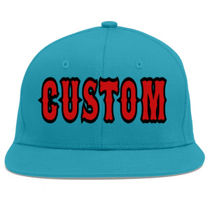 Casquette de baseball sport personnalisée Aqua rouge-noir Flat Eaves