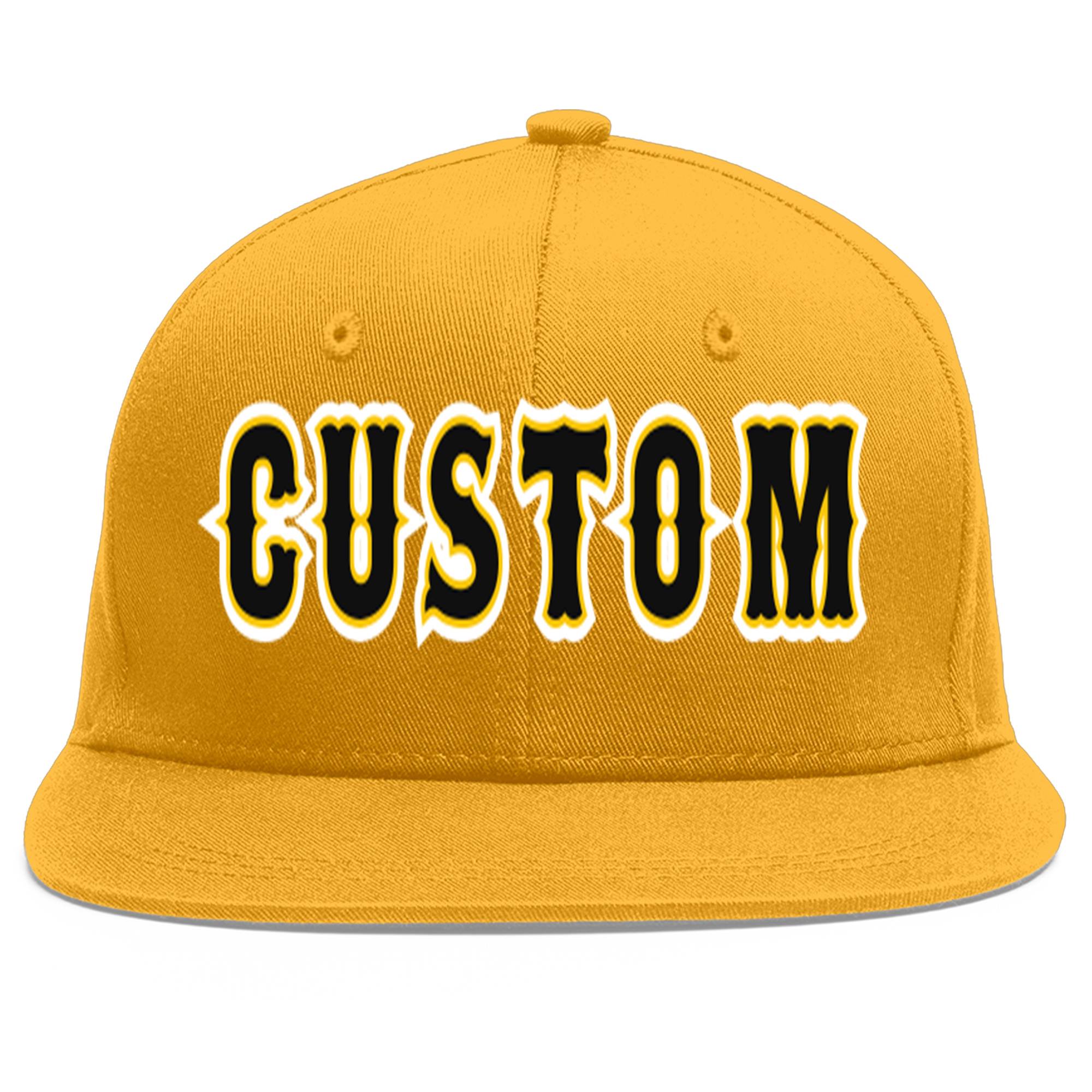 Custom Gold Black-Gold Flat Eaves Sport Baseball Cap