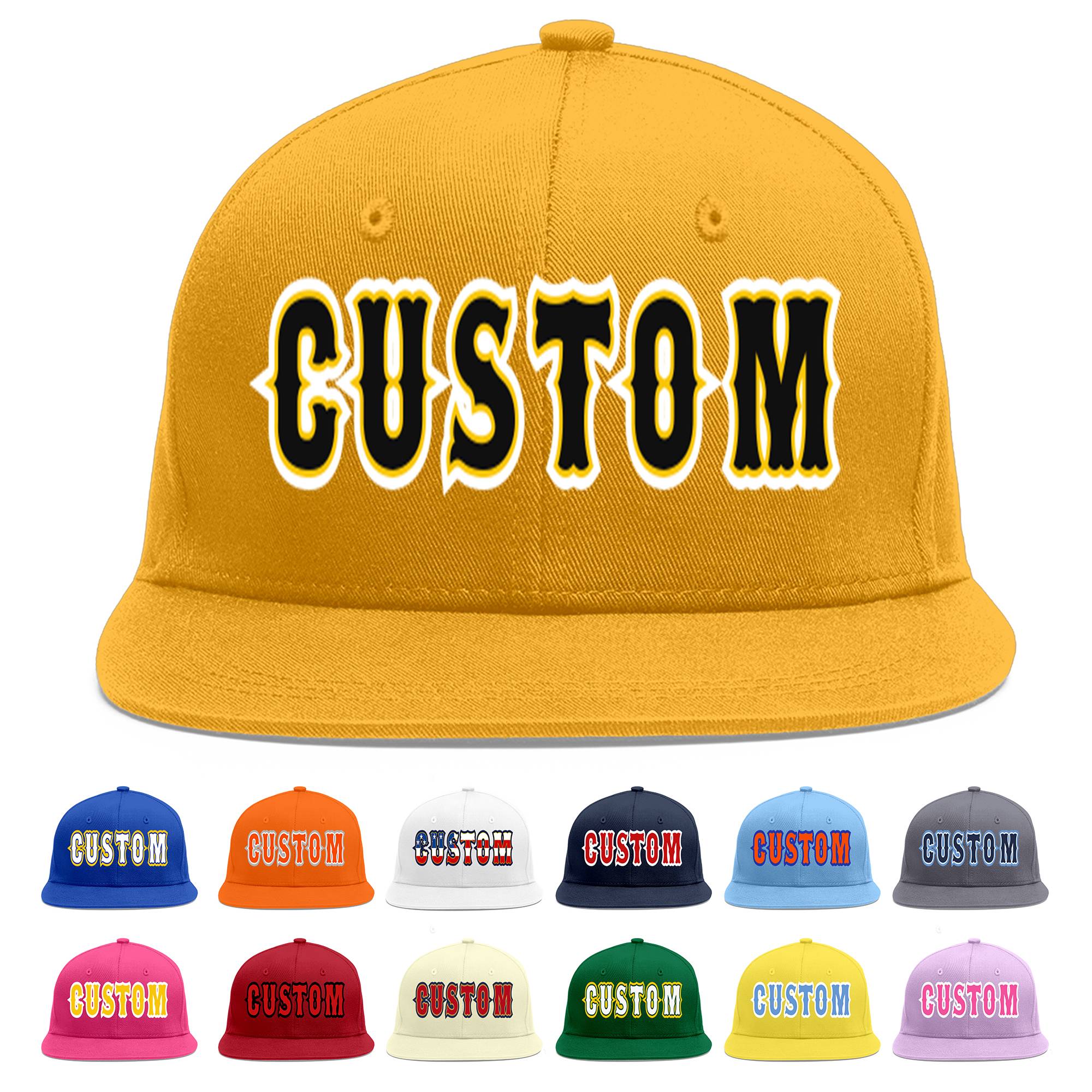 Custom Gold Black-Gold Flat Eaves Sport Baseball Cap