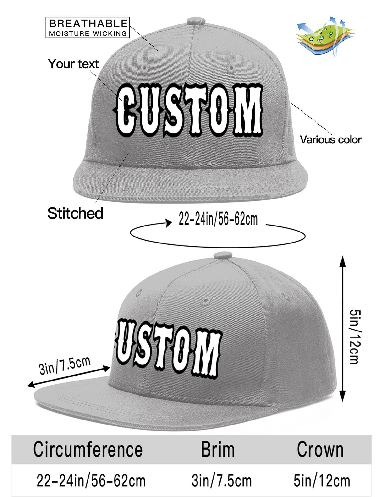 Custom Gray White-Black Flat Eaves Sport Baseball Cap