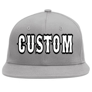 Casquette de baseball sport personnalisée gris blanc-noir Flat Eaves