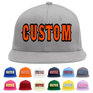 Casquette de baseball sport personnalisée gris orange-noir Flat Eaves