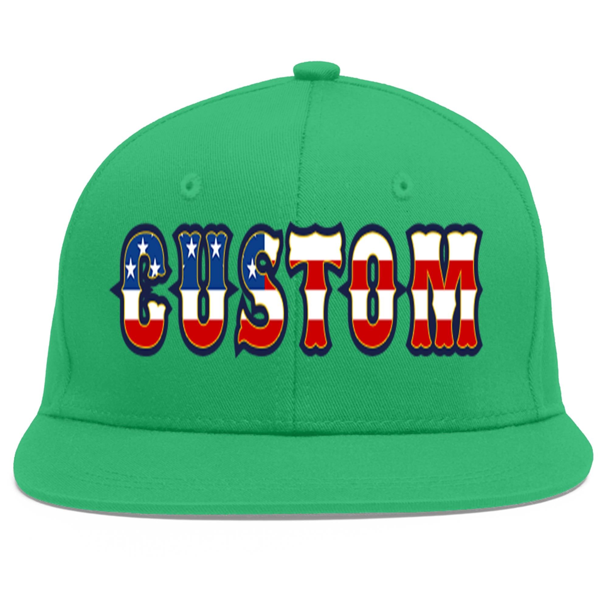 Custom Teal Vintage USA Flag-Gold Flat Eaves Sport Baseball Cap