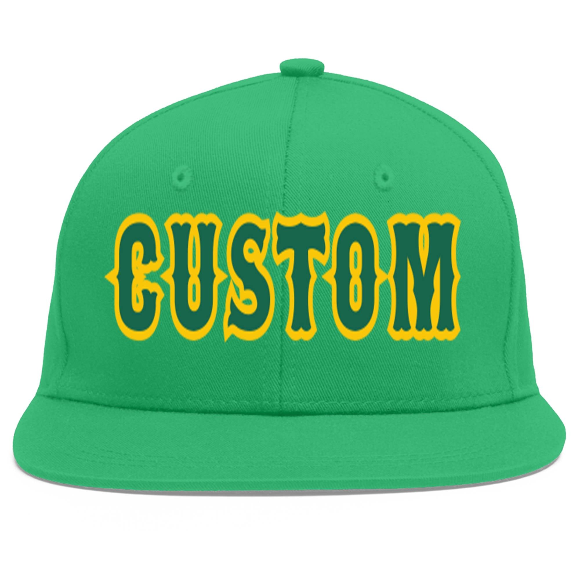 Casquette de baseball personnalisée Kelly Green-Gold Flat Eaves Sport