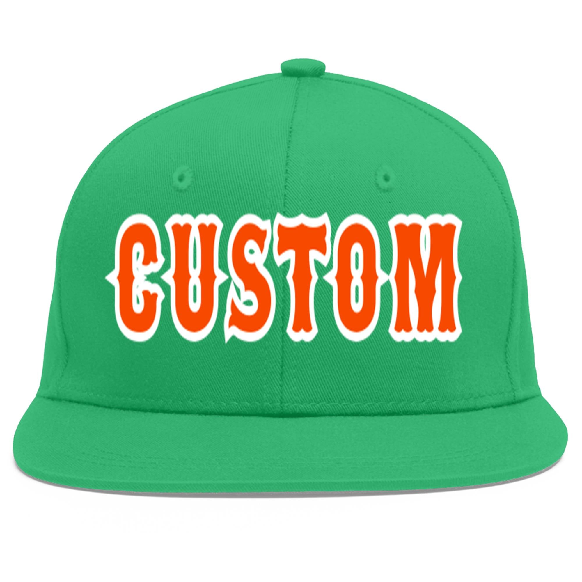 Custom Teal Orange-White Flat Eaves Sport Baseball Cap