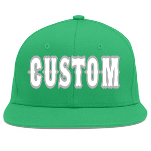 Custom Teal White-Gray Flat Eaves Sport Baseball Cap