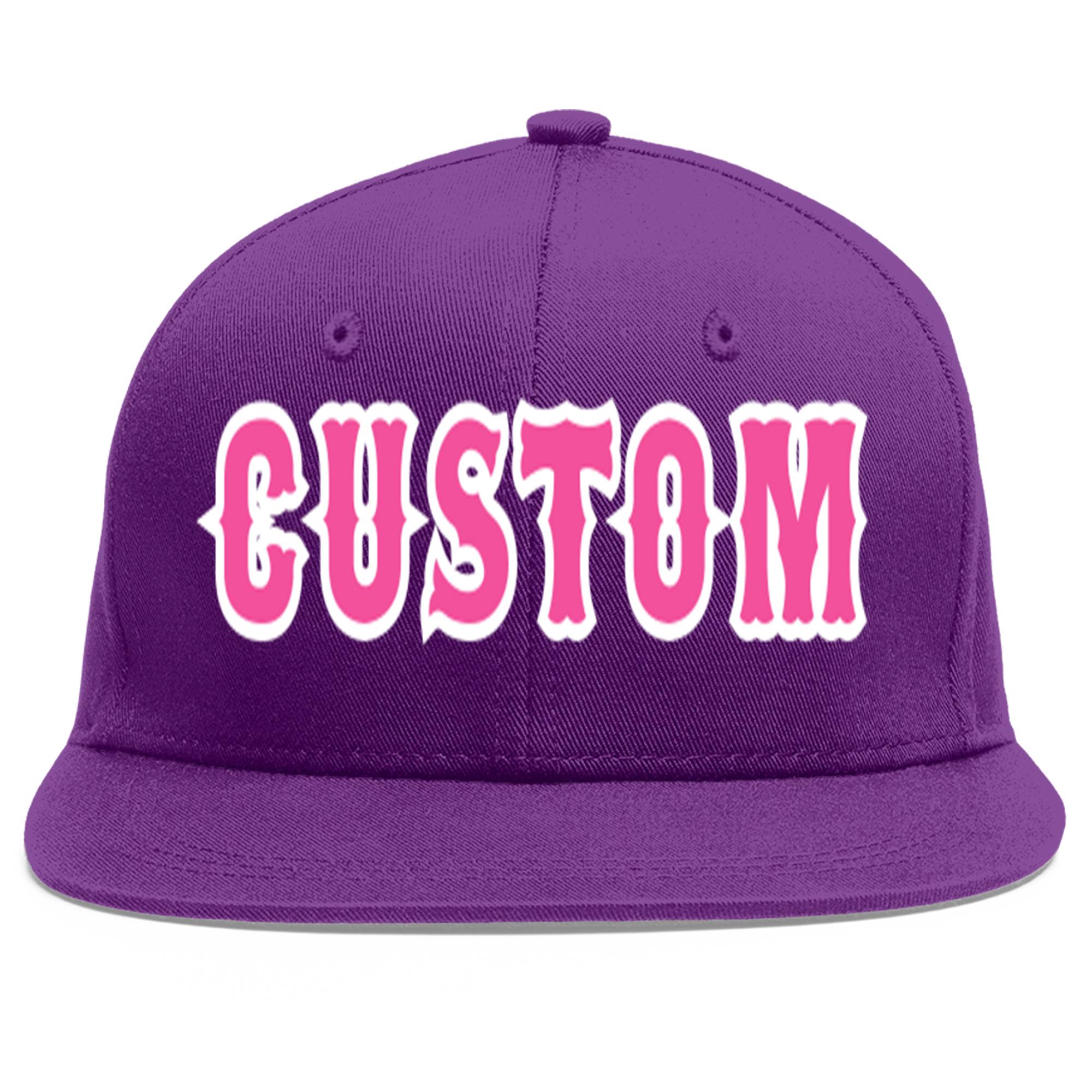 Casquette de baseball sport personnalisée violet rose-blanc avec avant-toit plat