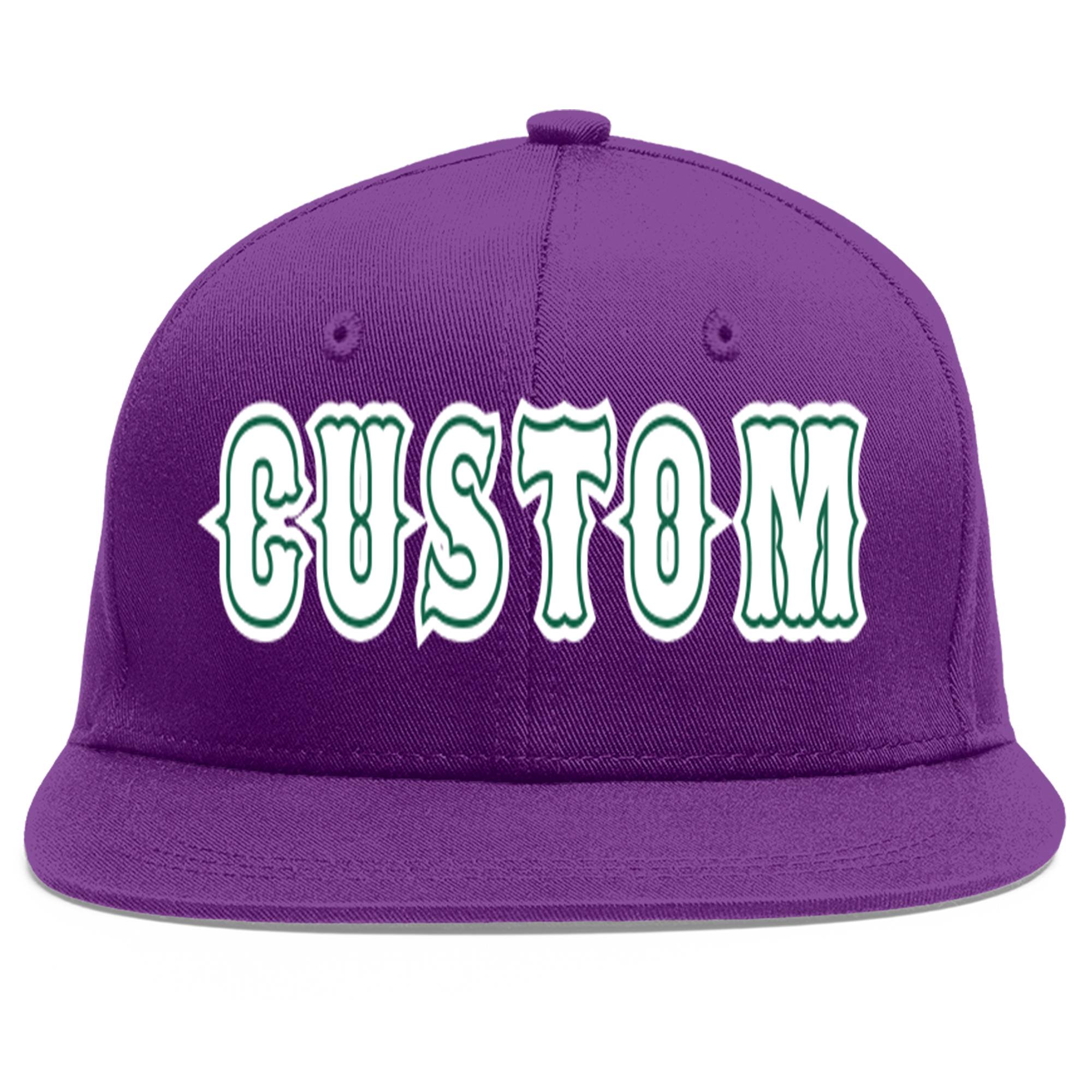 Casquette de baseball personnalisée violet blanc-vert Kelly Flat Eaves