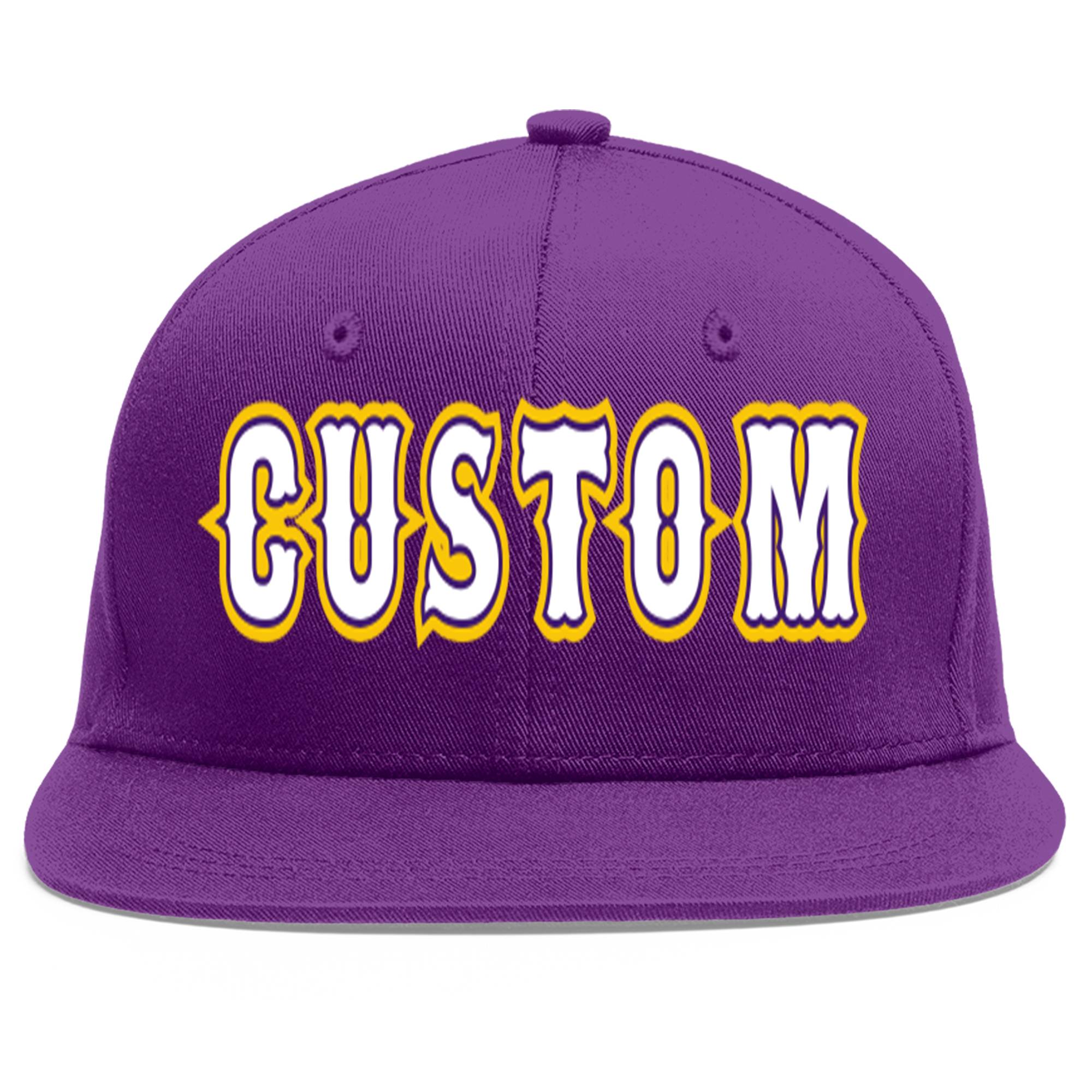 Casquette de baseball sport personnalisée violet blanc-violet plat Eaves