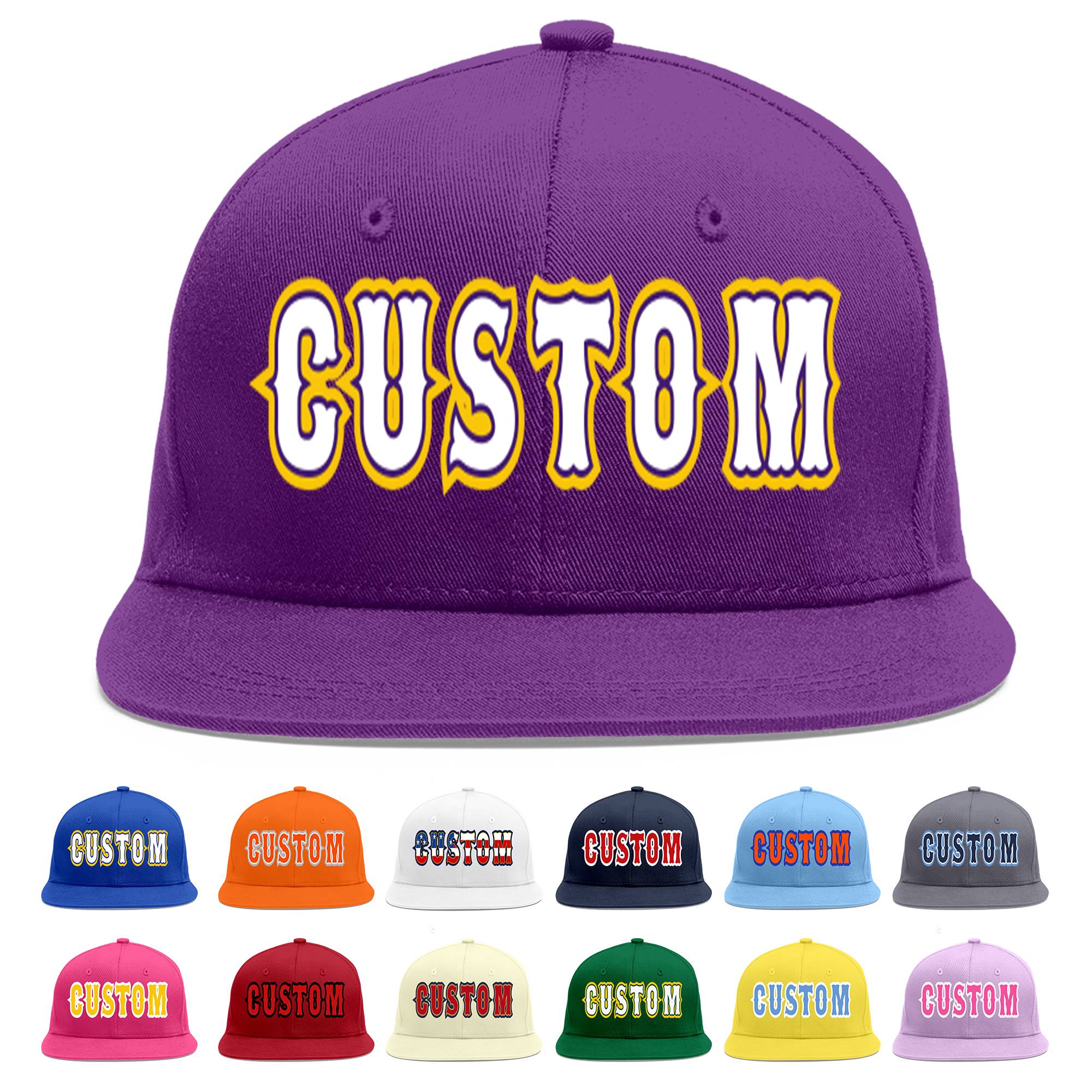 Casquette de baseball sport personnalisée violet blanc-violet plat Eaves