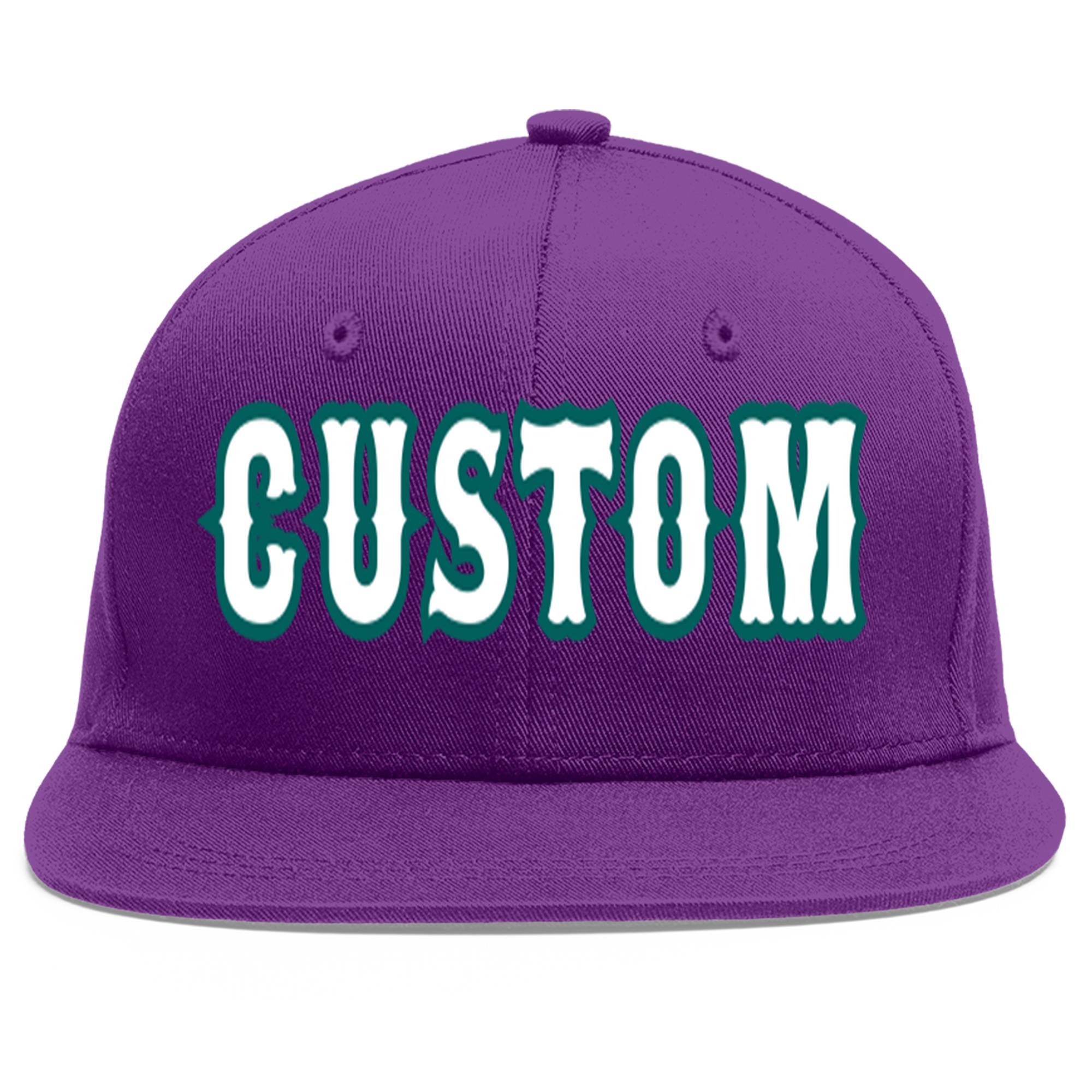 Casquette de baseball personnalisée violet blanc-aqua plat Eaves Sport