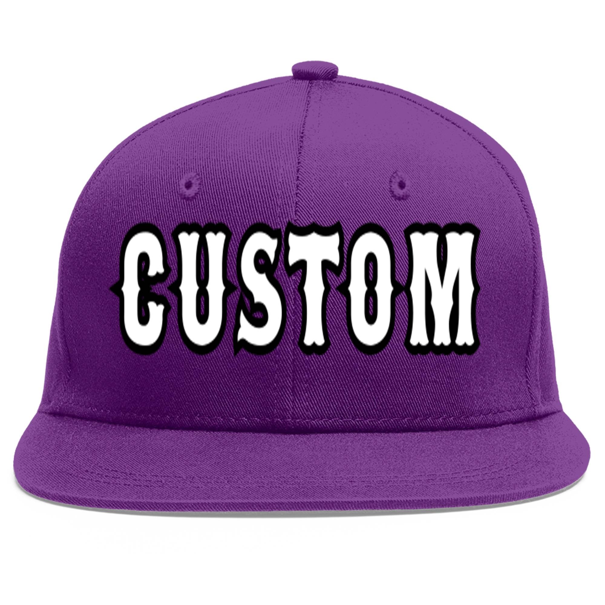 Casquette de baseball sport personnalisée violet blanc-noir Flat Eaves