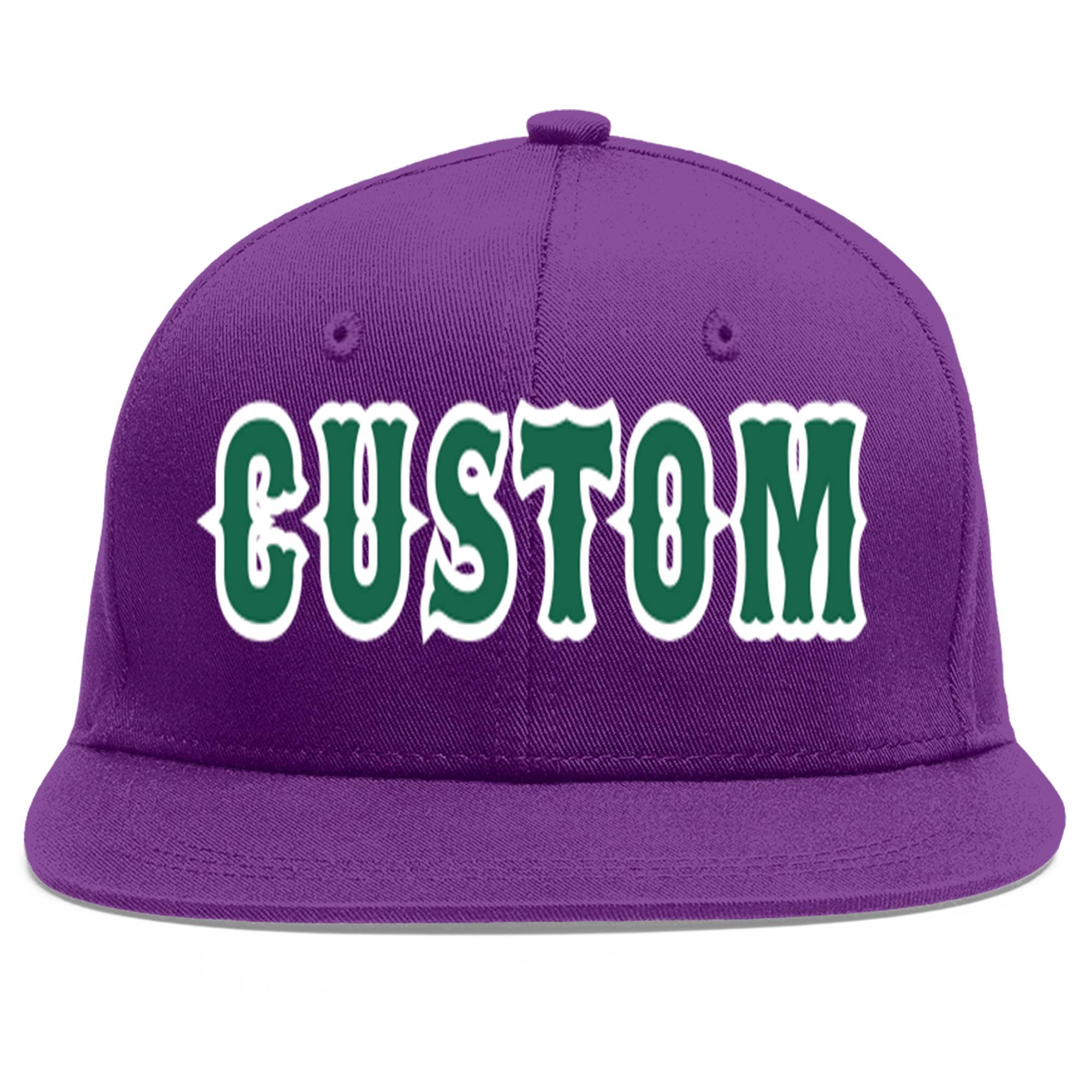 Casquette de baseball personnalisée violet Kelly vert-blanc plat Eaves Sport