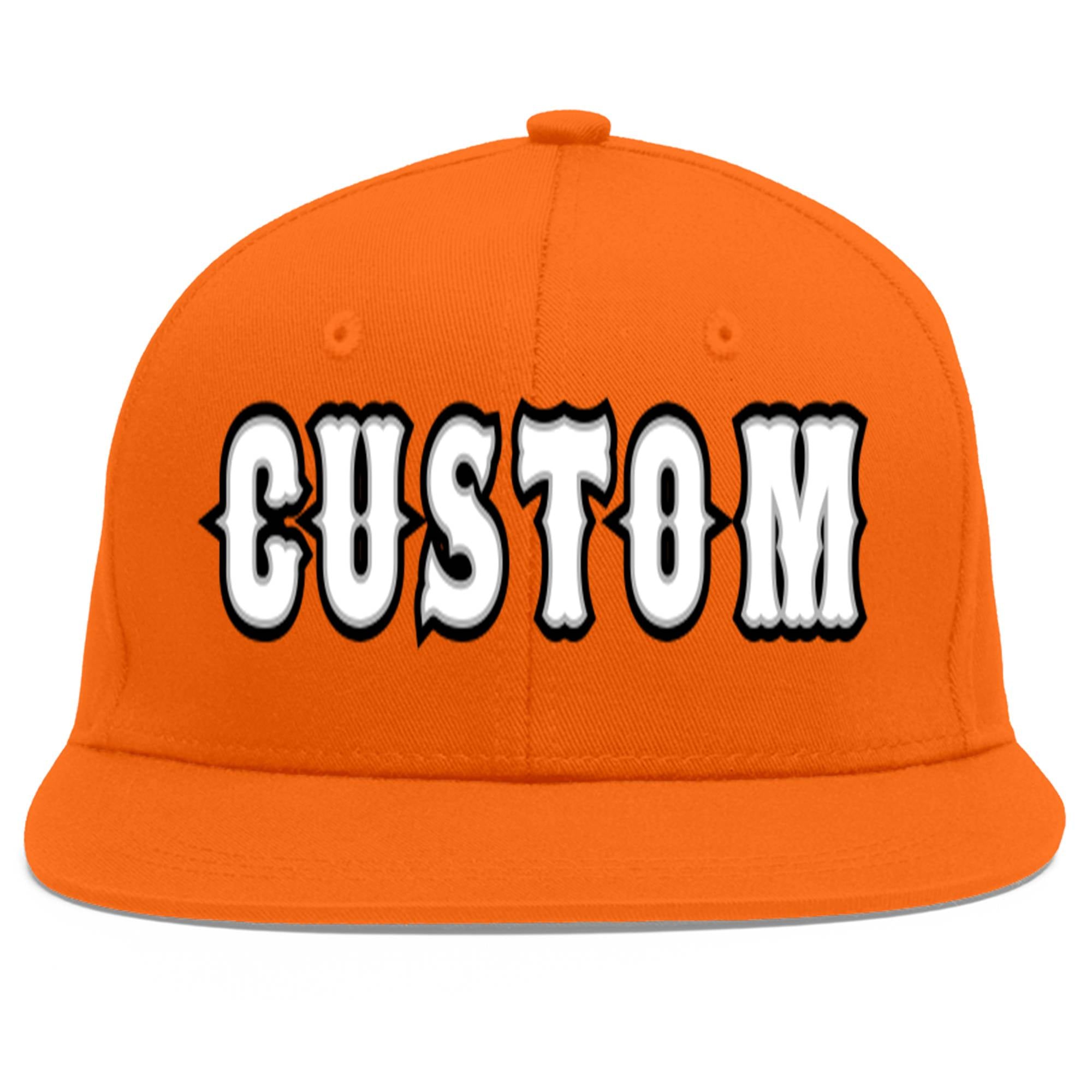 Custom Orange White-Gray Flat Eaves Sport Baseball Cap