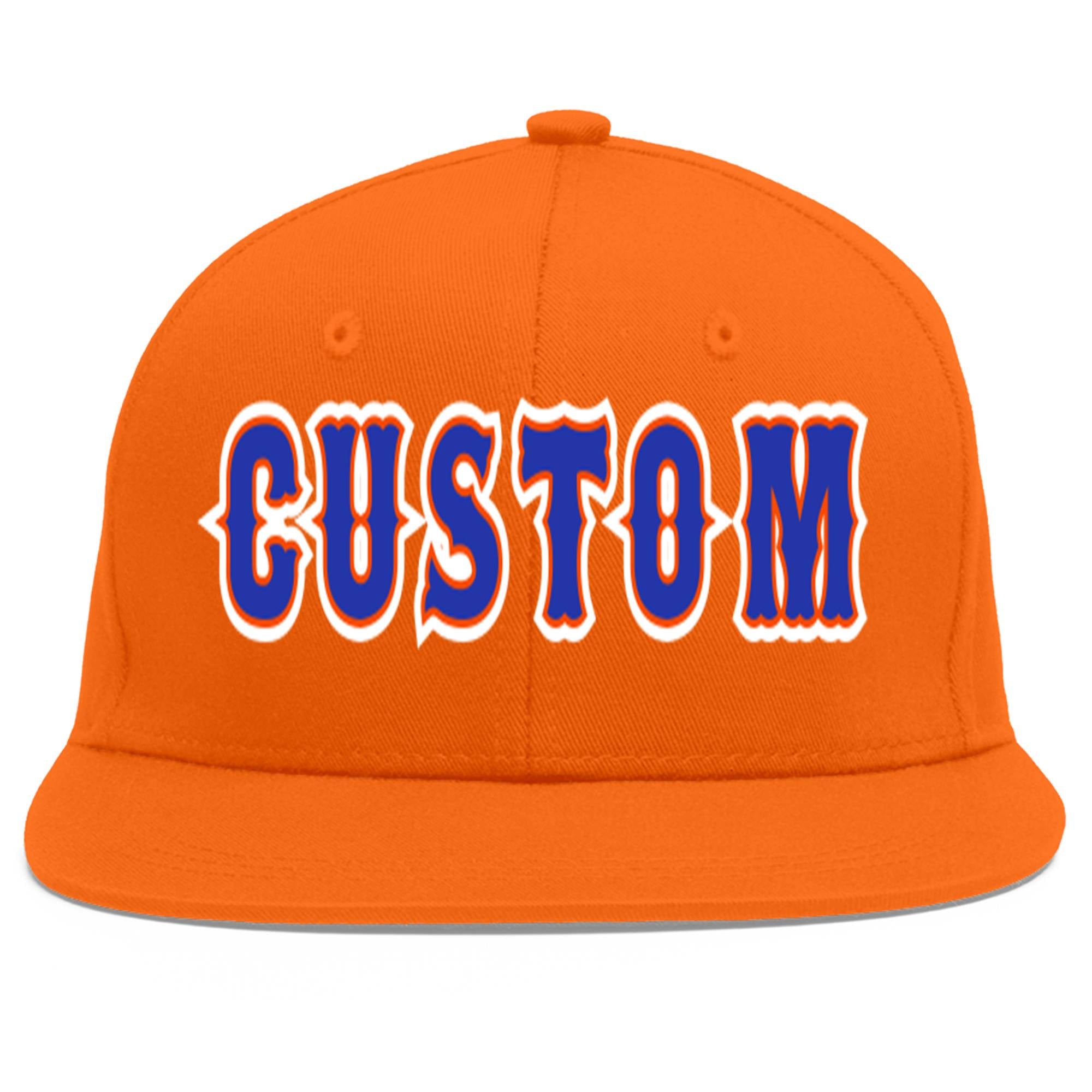 Casquette de baseball sport personnalisée Orange Royal-Orange Flat Eaves