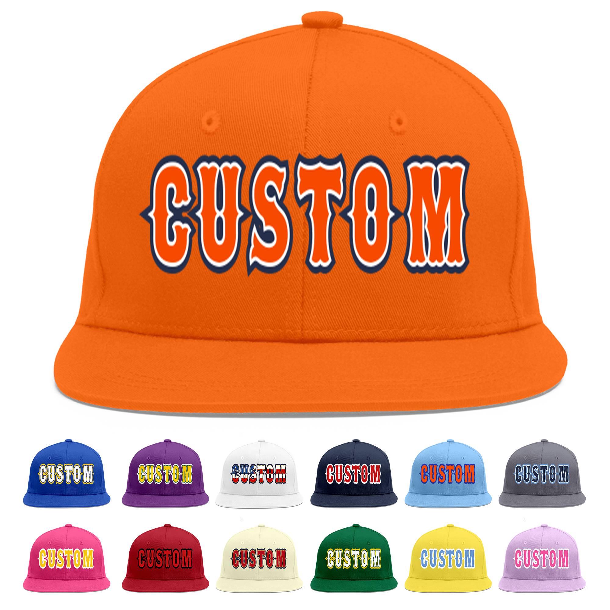 Casquette de baseball sport personnalisée Orange Orange-Blanc Flat Eaves