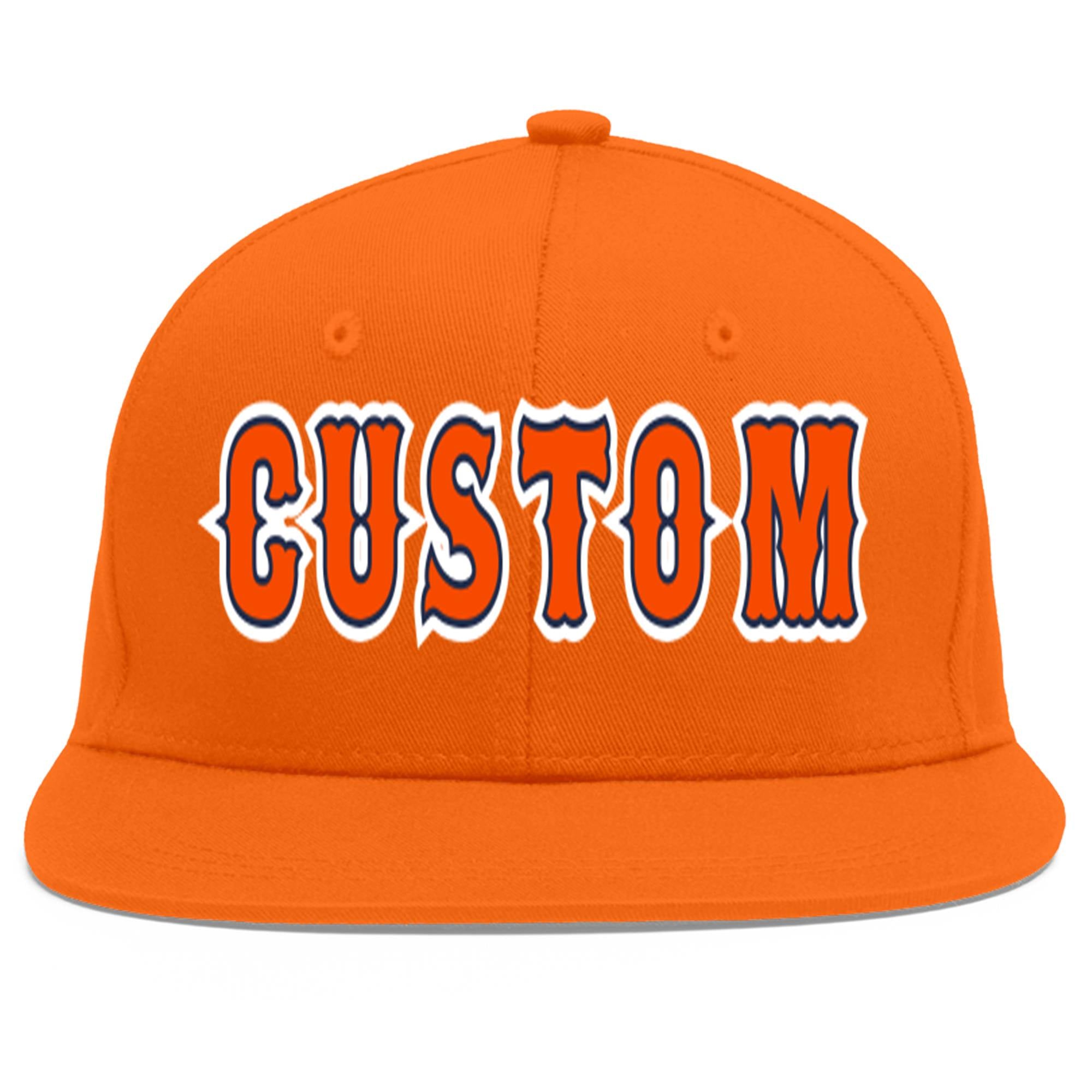 Casquette de baseball personnalisée Orange Orange-Marine Flat Eaves Sport