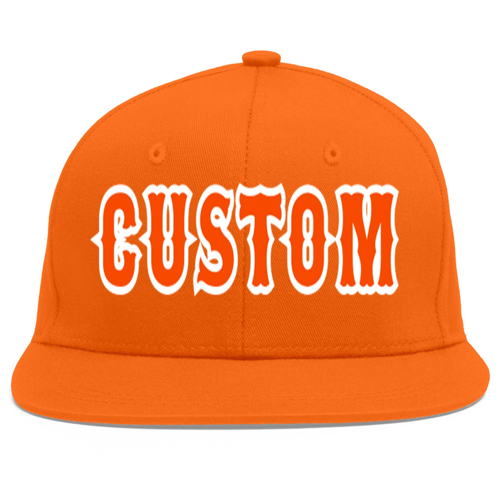 Custom Orange Orange-White Flat Eaves Sport Baseball Cap