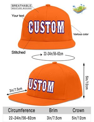 Custom Orange White-purple Flat Eaves Sport Baseball Cap