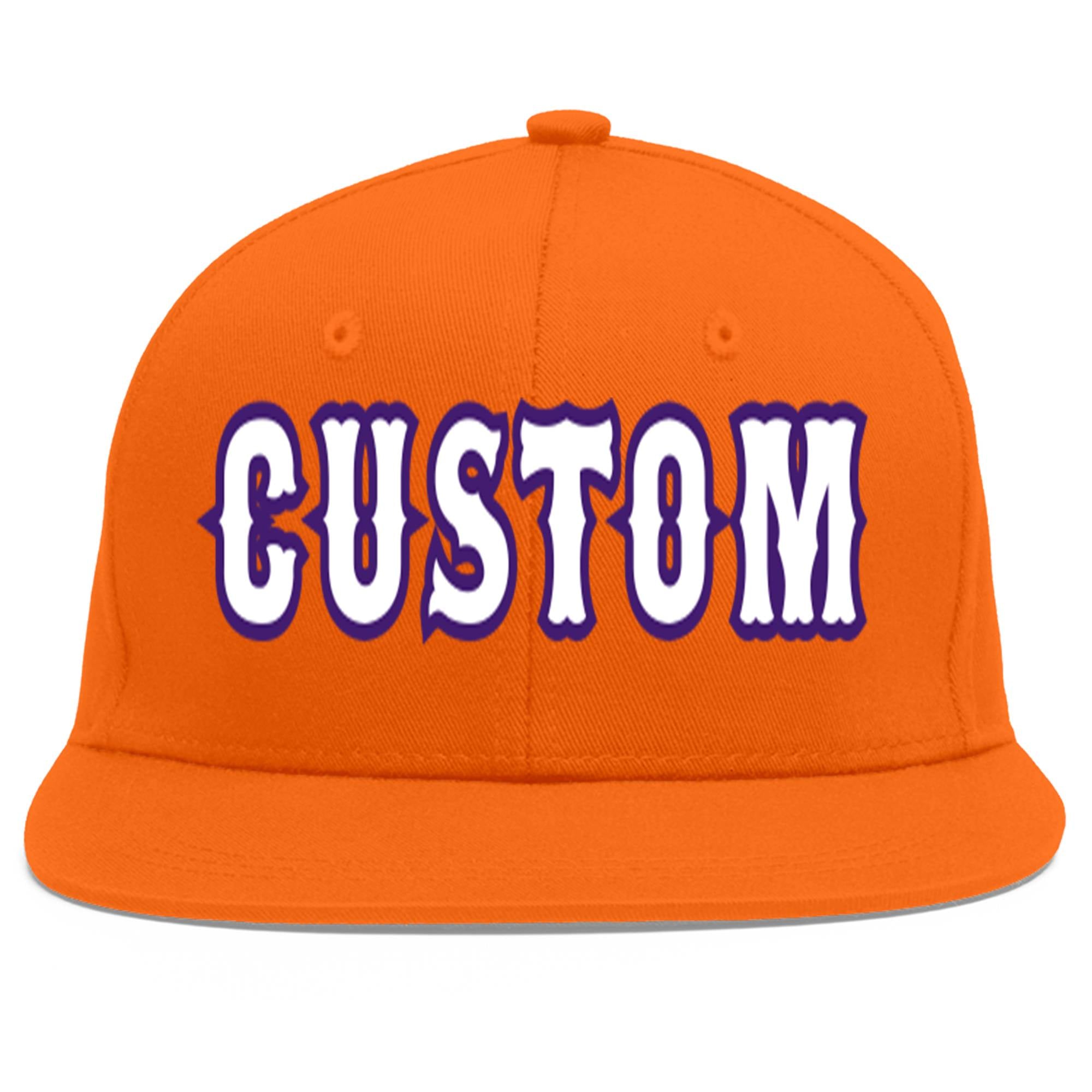 Casquette de baseball sport personnalisée orange blanc-violet Flat Eaves