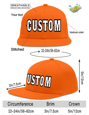 Custom Orange White-Black Flat Eaves Sport Baseball Cap