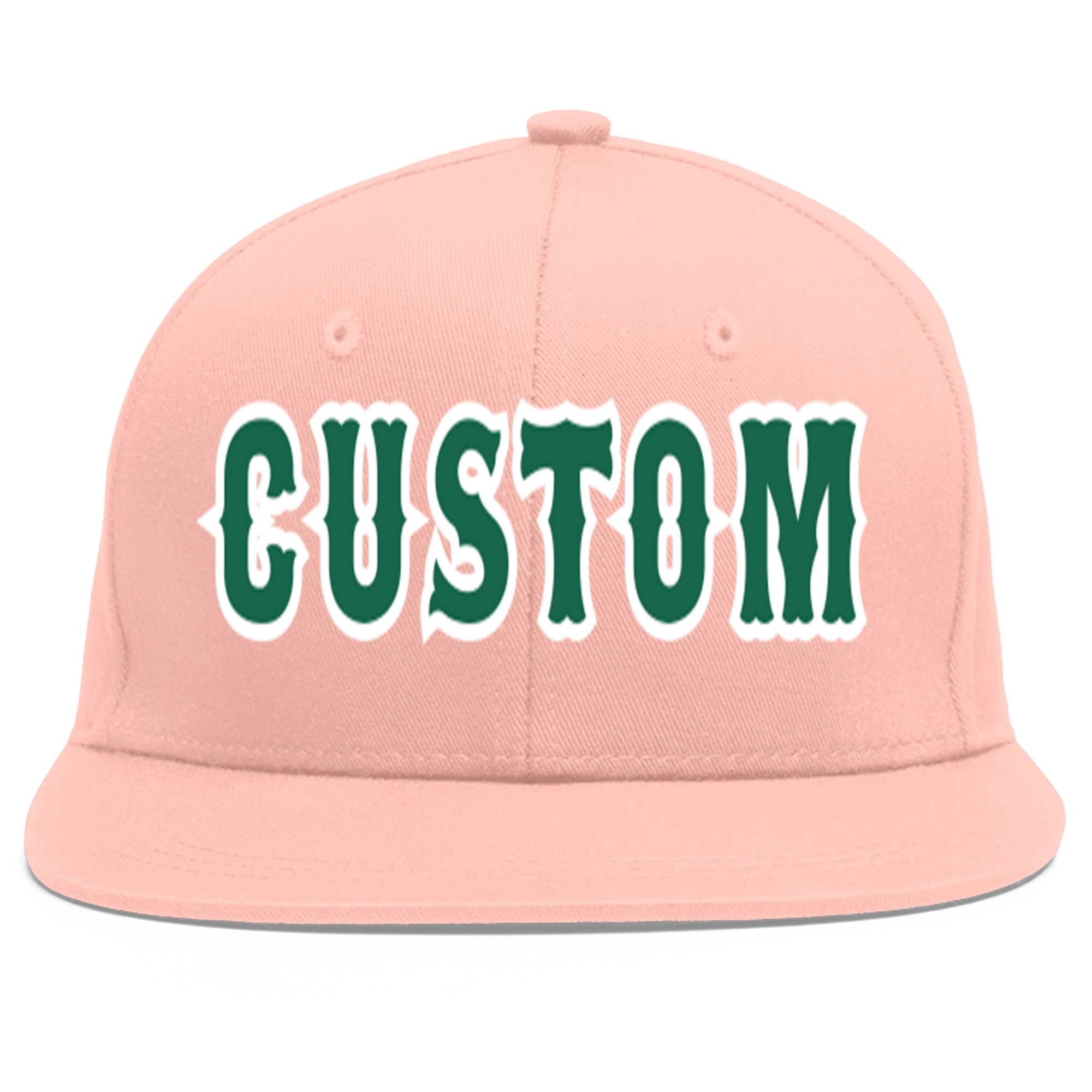 Casquette de baseball personnalisée rose Kelly vert-blanc plat Eaves Sport