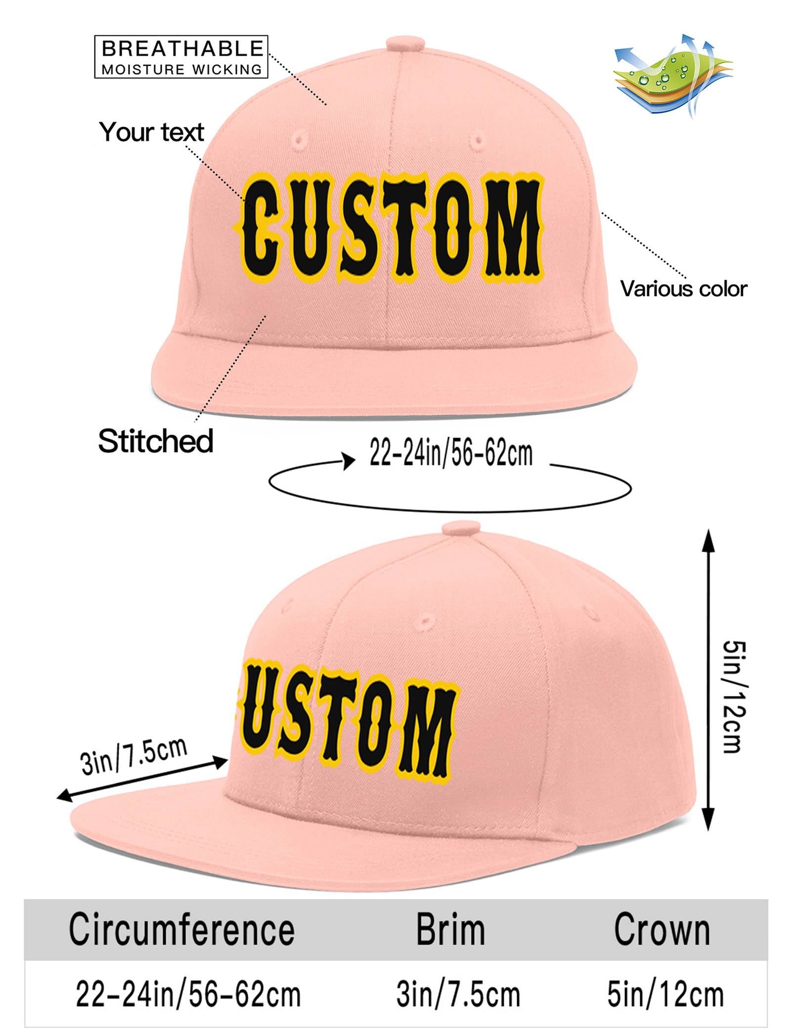 Custom Pink Black-Gold Flat Eaves Sport Baseball Cap