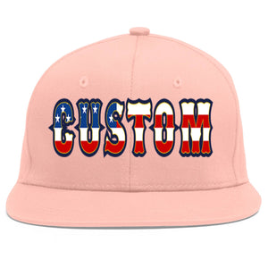 Custom Pink Vintage USA Flag-Gold Flat Eaves Sport Baseball Cap