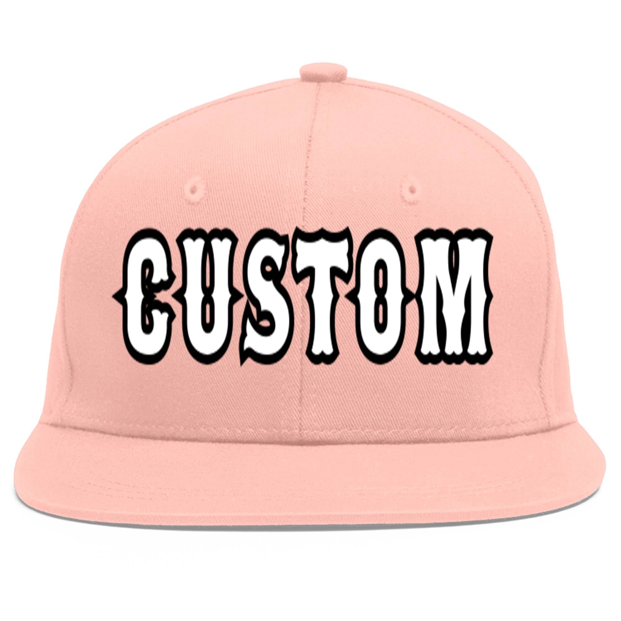 Casquette de baseball sport personnalisée rose blanc-noir Flat Eaves