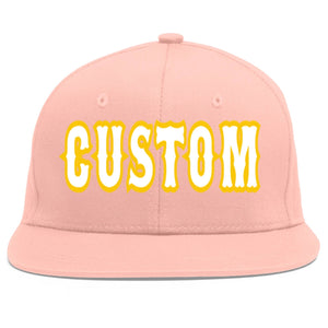 Casquette de baseball sport personnalisée rose blanc-or Flat Eaves