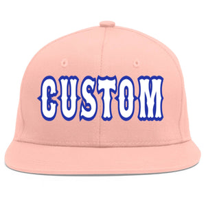 Custom Pink White-Royal Flat Eaves Sport Baseball Cap