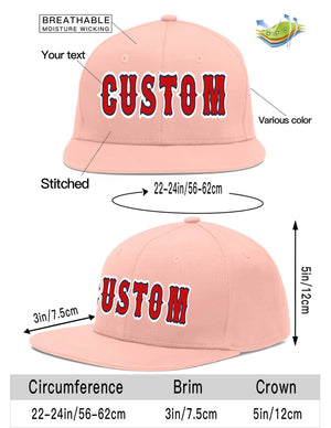 Custom Pink Red-Navy Flat Eaves Sport Baseball Cap