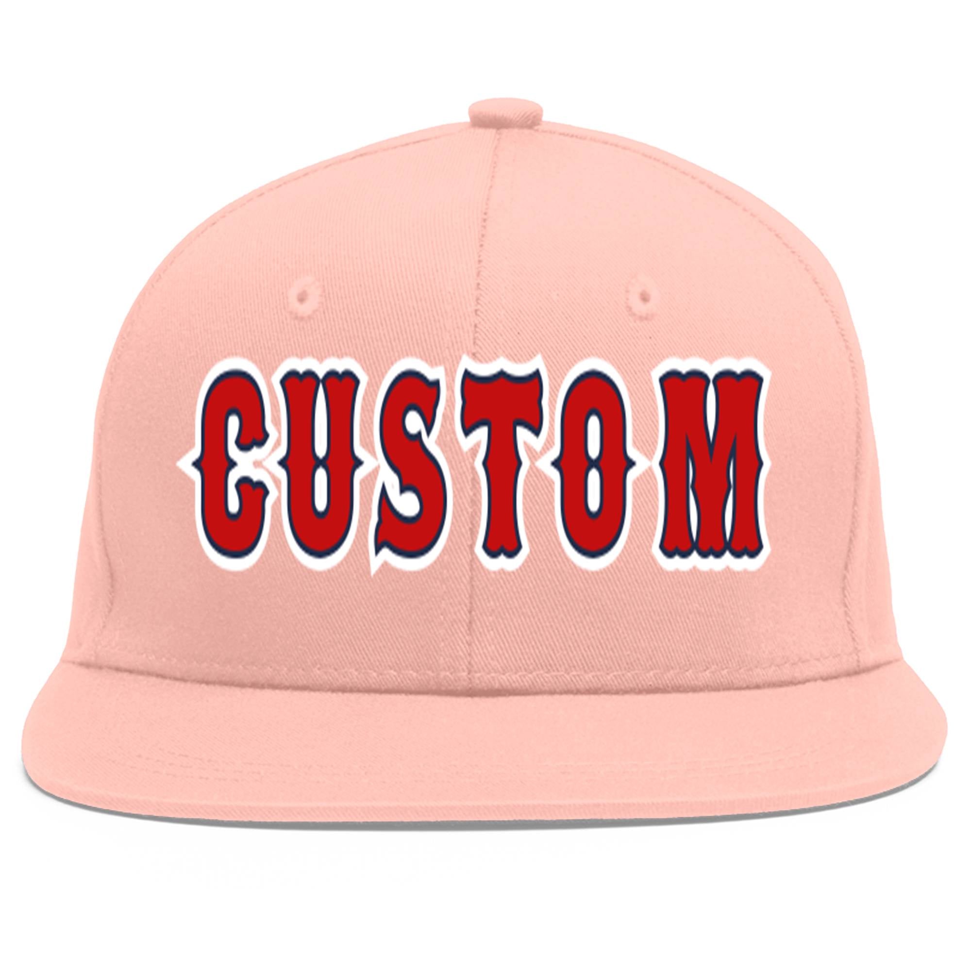 Casquette de baseball sport personnalisée rose rouge-marine Flat Eaves