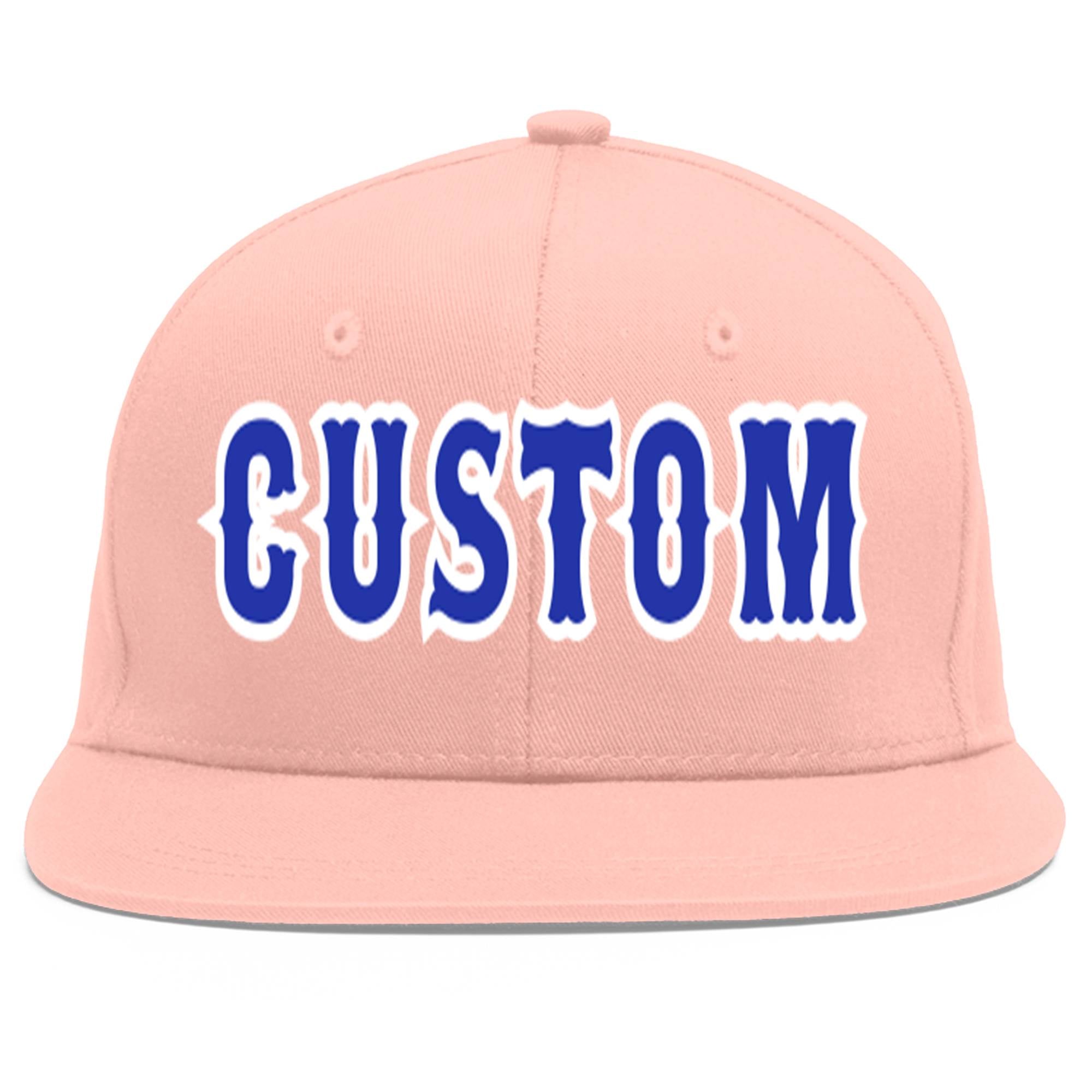 Casquette de baseball sport personnalisée rose Royal-White Flat Eaves