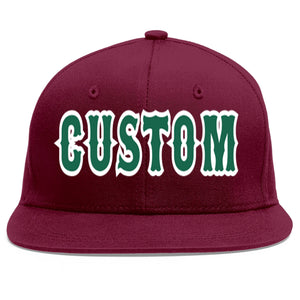 Casquette de baseball personnalisée Crimson Kelly vert-blanc Flat Eaves Sport