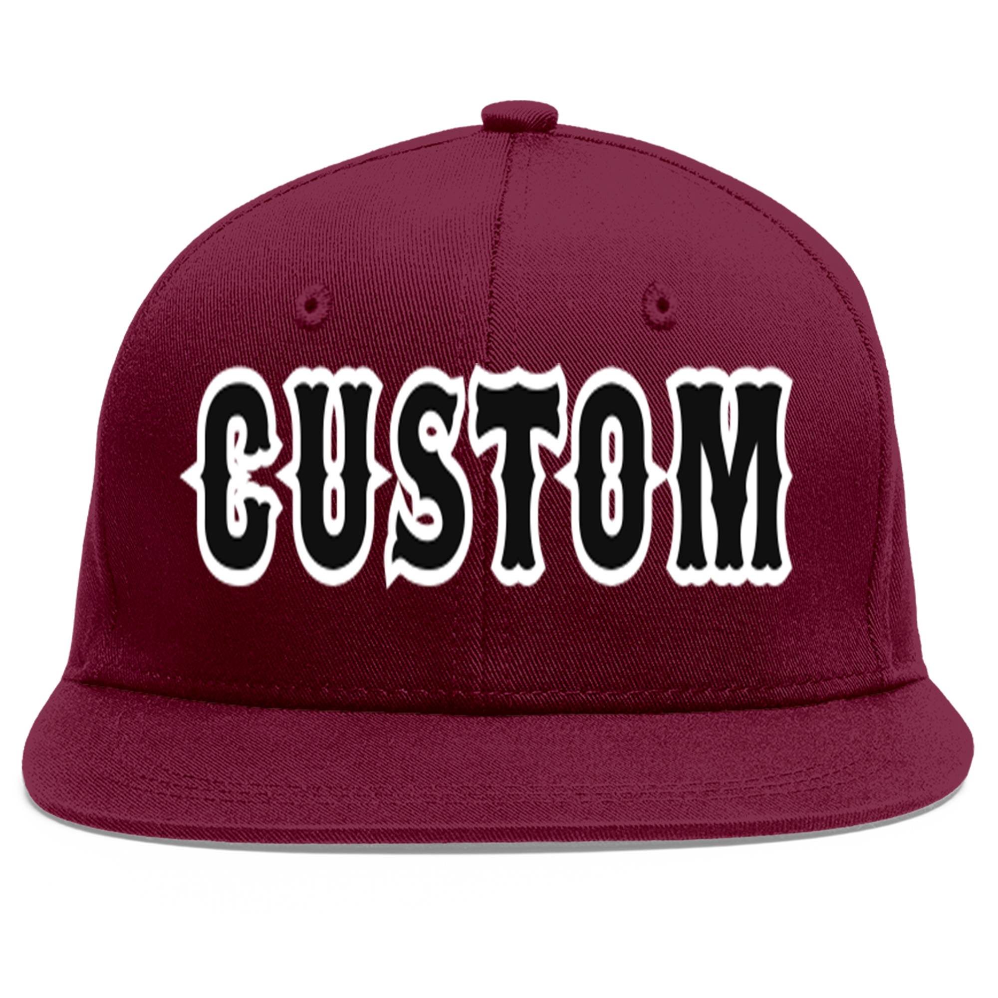 Casquette de baseball personnalisée Crimson Noir-Blanc Flat Eaves Sport