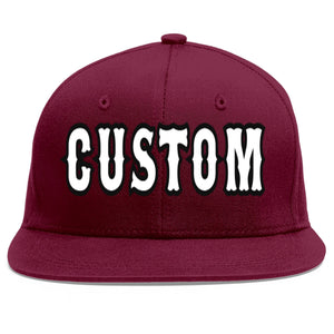 Casquette de baseball personnalisée Crimson White-Black Flat Eaves Sport