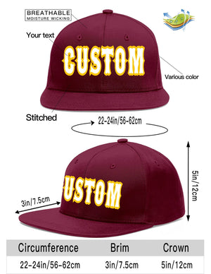 Custom Crimson White-Gold Flat Eaves Sport Baseball Cap